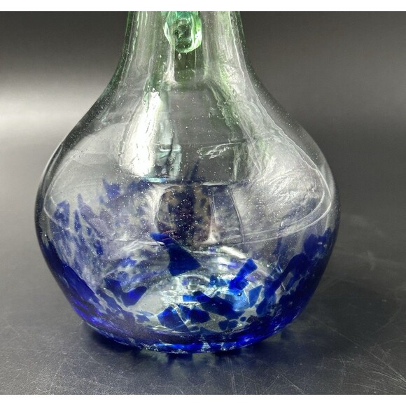 Lafiore Handblown Artistic Mallorca Green and Blue Glass Oil Bottle - Picture 8 of 9